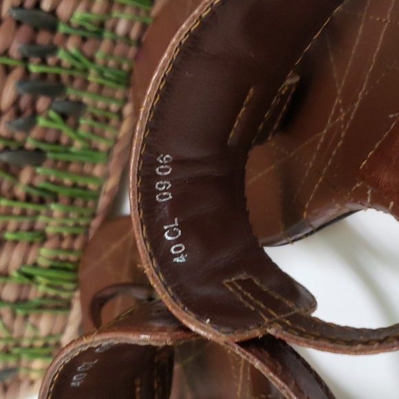 Christian‎ Dior Brown Leather Cannage Block Heel Sandals Size 40 - Picture 8 of 16